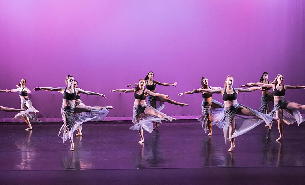 Coverage of Week of Dance Showcase final performances on Robsham Main Stage. Photographed for the 12/14 issue of Chronicle, Theater Dept. use, and potential Theater lobby cling use.
 Dance Ensemble performs.